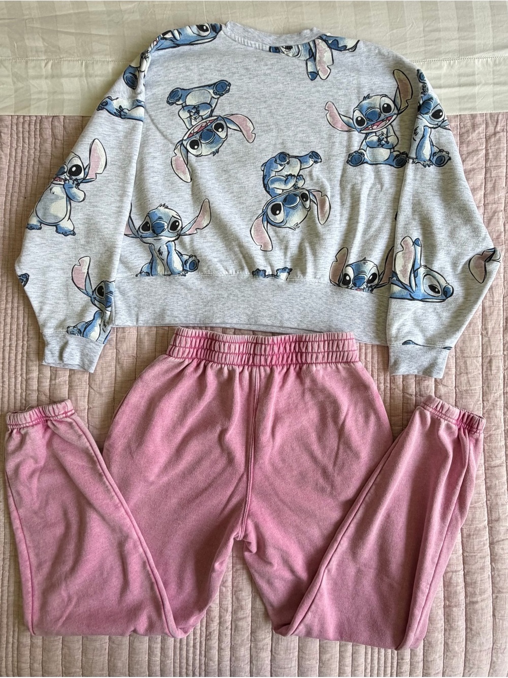 Primark Pink & Gray Stitch Sweatshirt and Joggers Set - Picture 4 of 6